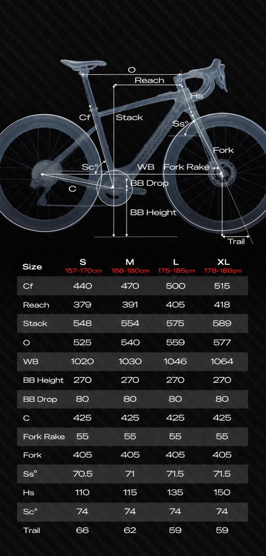 VAPOR size chart diagram